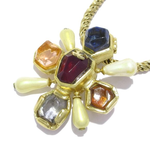 CHANEL - Gold Bordeaux Multi Hardware Color Stone Necklace 906-071825 - Picture 1 of 7